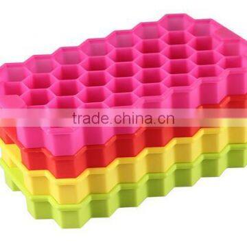 CY175 Honeycomb Pattern Ice Cube Tray 37 Hexagon Pieces of Ice Soft Silicone Colorful Ice Cube Tray