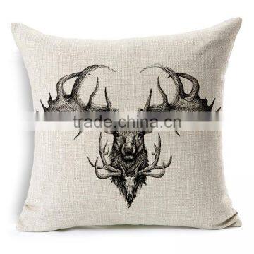 45*45cm Linen square throw pillow with wild animals printed STPC050