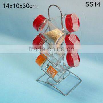 2016 clear cylinder glass salt and pepper shaker with metal stand