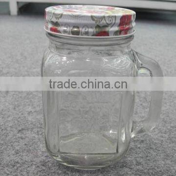 Mason Jar Mugs - Glass Pint Drinking Jar with Silver Lid