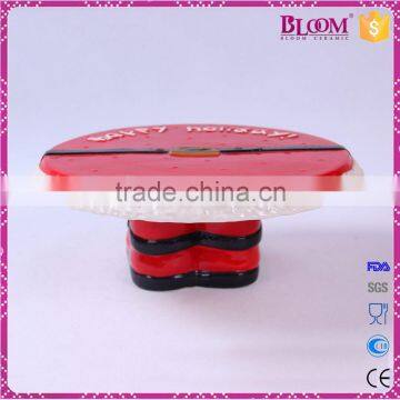 Wholesale Christmas Custom Ceramic Red Cake Holder photo-3