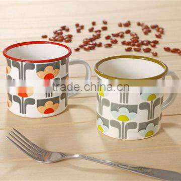 Custom Printed Different Size 8*8 cm 350ml-450ml Enamel Mug/Enamel Cup/Coffee Mug photo-3