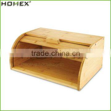 Bamboo roll top bread keeper french baguette box Homex BSCI/Factory