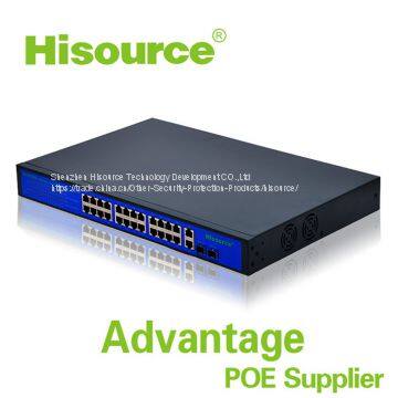 2016 Good quality 24 poe port 250W Ethernet switch 10/100/1000 M gigabit fast ethernet switch