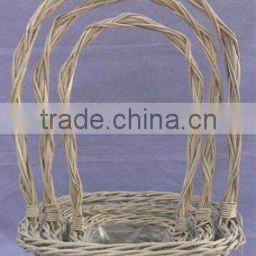 Unique Willow Flower Basket with Long Handle