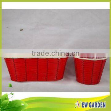 Red and Black Rattan Plant Pot,High Grade Plastic Lined Plant Basket photo-2