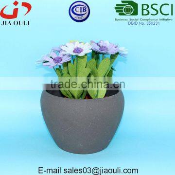 New Design Grey Sand Surface Round Ceramic Garden Planters, Outdoor Flower Pots photo-2