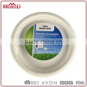 EU standard food grade party use outdoor eating eco-friendly plastic biodegradable round disposable dinner plate