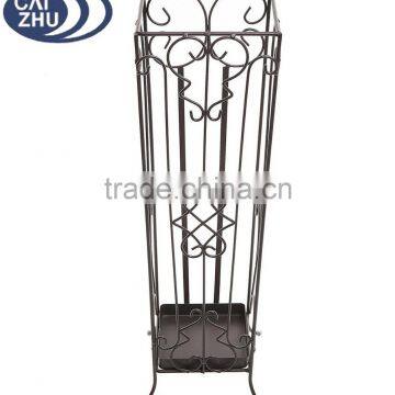 Brown Metal Scrollwork Design Entryway Umbrella Holder & Stand Drying Rack photo-3