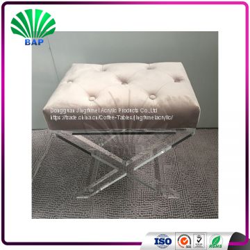 High Quality Stool Chair Soft Cushion Piano Stool X-Shape Transparent Acrylic Stool Legs