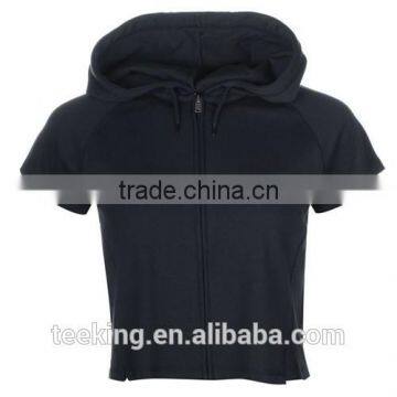 Summer Short Sleeves Zip up Women Crop Top photo-4