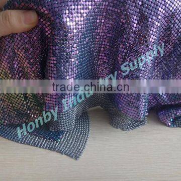 Iridescent Color Decorative 4mm Aluminum Metal Mesh Fabric