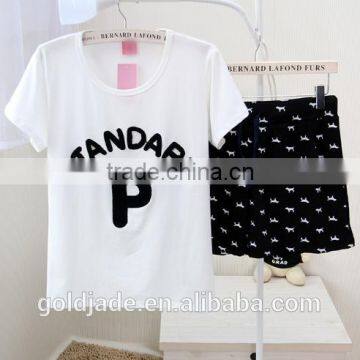 2015 New Homewear for Summer Blank Couple Sleepwear Sets Homewear,embroidery Shorts Sleepwear Homewear Sets for Women or Men photo-6