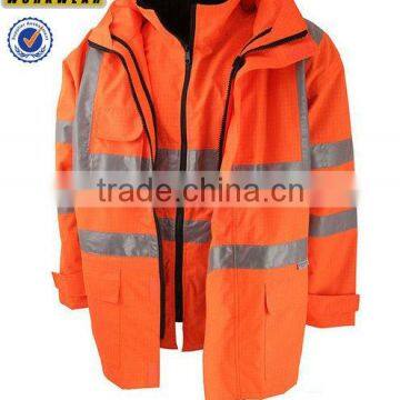 2in1 winter orange reflective tapes Reversible Bomber Jacket