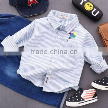 2-7 Years Autumn Cotton Striped Embroidered Balloon Shirt Wholesale Latest Shirt Designs for Boys photo-2