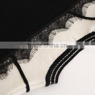 High Quality Child Elegant White Black Patchwork Long Sweater With Lace photo-3