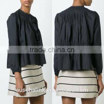 Hot Sale Nice Design Women Executive Pleated Silk Shirts 2016 photo-6