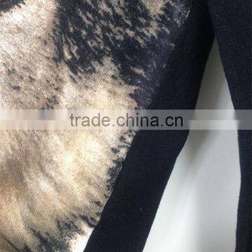 Women's V-neck no Hand Feeling Reactive Printing 100% Cotton Cardigan Sweater