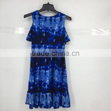Girl's Stock Fashion Dip Dye Washed Colder Shoulder Summer Dress photo-5