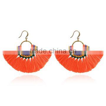 Bohemian Ethnic Jewelry Handmade Colorful Tassel Hoop Earrings photo-6