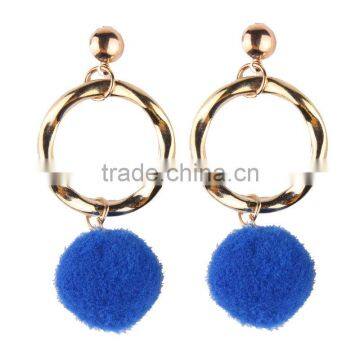 Fashion Colorful Pompon Gold Plated Hoop Earrings for Women Accessories photo-6