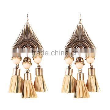 Vintage Ethnic Alloy Plated Tassel Pendant Drop Earrings for Women photo-3
