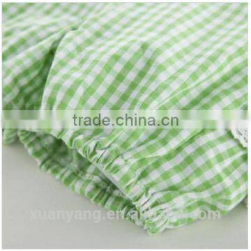High Quality 100%cooton Kids Clothes Green Gingham Bubble Wholesale Newborn Baby Clothes Romper