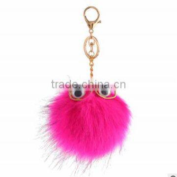 Evil Eye Faux Fur Pom Pom Keychain Bag Charms Fake Fur Glasses Bag Charms Car Hangers Imitation Fur Ball Keychain Gifts photo-4