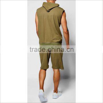 Custom Logo and Print Sleeveless Gym Tracksuit In Green photo-4