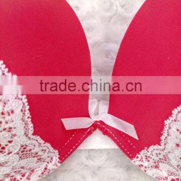 High Fashion Style Red Match White Lace Sexy Ladies Bra Panty Set photo-4