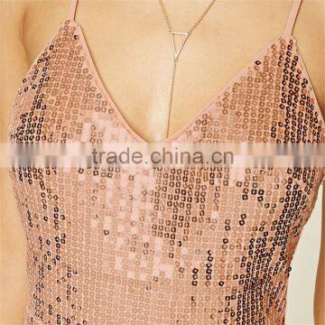 Custom Design Adult Formal V-neck Cutting Sequin Jumpsuit for Ladies photo-5