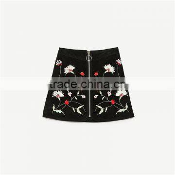 2017 OEM Spring Flowers-embroidered A Line Skirt With Metallic Details photo-6