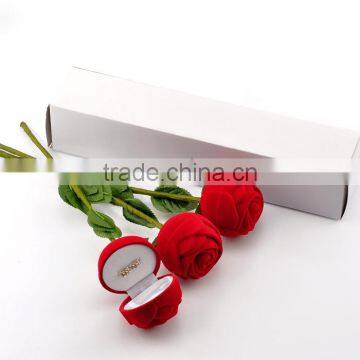 Wholesale Custom Red Rose Flower Velvet Rings Jewelry Display Box photo-3