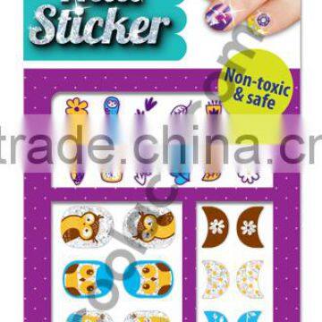 Kid Glitter 3D Nail sticker Owl finger nail sticker water transfer nail art stickers