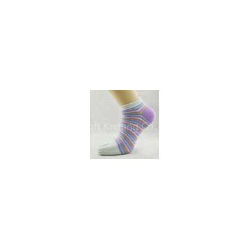 OEM Comfortable Organic Cotton Light Blue Stripe Five Toe Socks For Lady