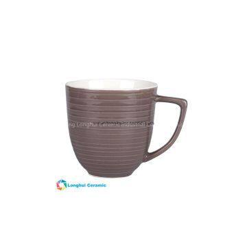 15oz Custom Two-tone Ripple Color Exterior Ceramic Coffee Mug photo-2
