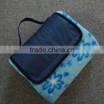 Blue Fleece Nylon Polyester With Handle Travel Waterproof Foldable Blanket photo-6