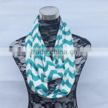 NEW Womens Soft Jersey Knit Zig Zag aqua Chevron Infinity Scarf