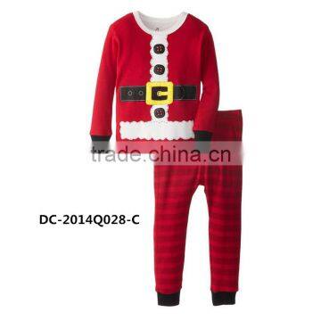 2017 Hot sale printed santa claus red color kids christmas pajamas