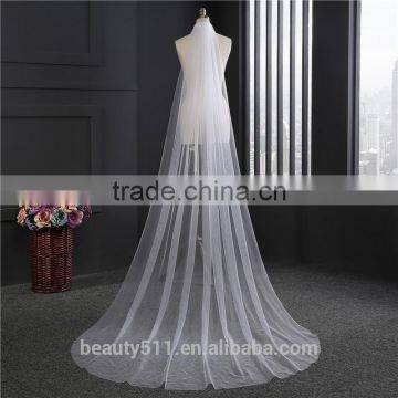 2017 Wholesale New Grance Long Bridal Wedding Veil Long Tulle Wedding Veils HL18 photo-3