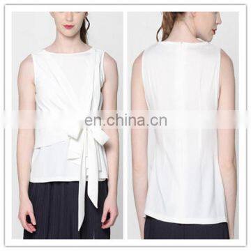 Online Trendy White Wrap Tops For Women With Front Tie