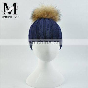 New Style Cute Big Raccoon Fur Pompom Funny Baby Hat