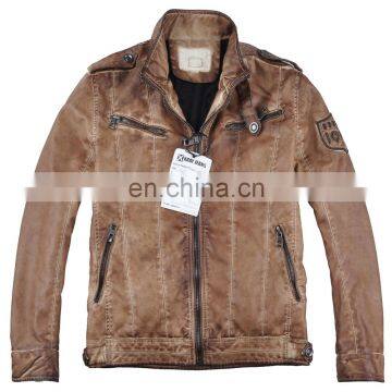 new design men fashion special garment dyed pu jacket