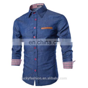 Fashion Denim Slim Fitting Casual Men Jeans Shirt High Quality Long Sleeve Men