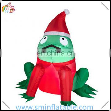 Christmas inflatable led lighted green frog, led inflatable frog model for outdoor decor, frog cartoon animal for sale