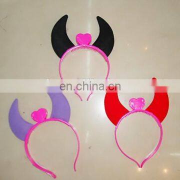 cheap party plastic LED flashing lighted Red Devil Horns Headband PH-0074