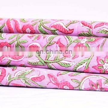 Indian 2017 Floral Hand Block Cotton Pink Fabric Crafting Dressmaking Sewing Fabric By Meter Natural Vegetable Print Fabric