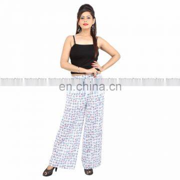 Floral Print Loose Women's Wear Handmade Trousers Straight Wide Leg Long Unisex Yoga Aladin Style Full Length Palazzo Pants