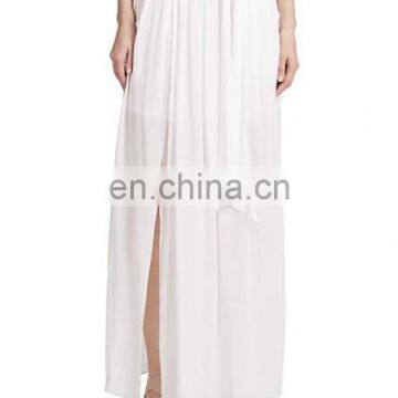 2015 new summer jersey long skirts elegant side pockets banded waist with sash beach skirts for women guangzhou factory