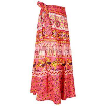 LONG RAD WRAP N SCARVE PRINTED COTTON SKIRT